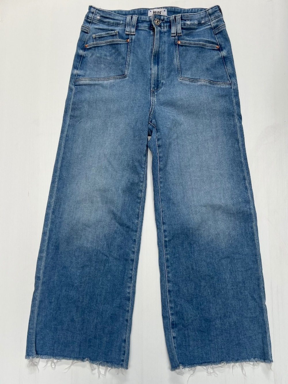 PAIGE Anessa Sunnie Distressed High Rise Wide Leg Jeans Size 30